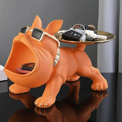 Bulldog Figurine Dog Statue Storage Box for Home Sculpture