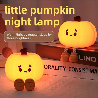 Halloween Pumpkin Night Lights Cute Soft Silicone Safe Lamp