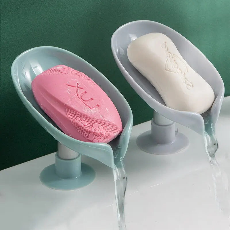 Leaf-Shaped Drain Soap Holder with Suction Cup