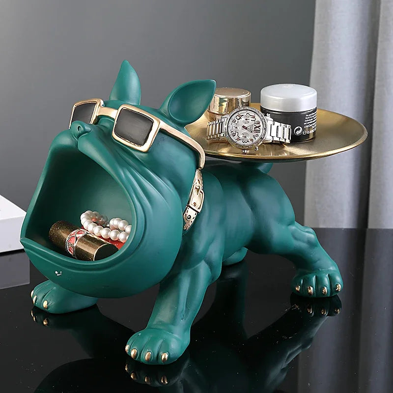 Bulldog Figurine Dog Statue Storage Box for Home Sculpture