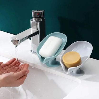 Leaf-Shaped Drain Soap Holder with Suction Cup