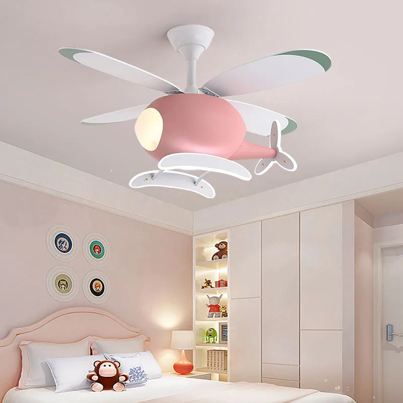 Cartoon LED Ceiling Lamp Helicopter Fan